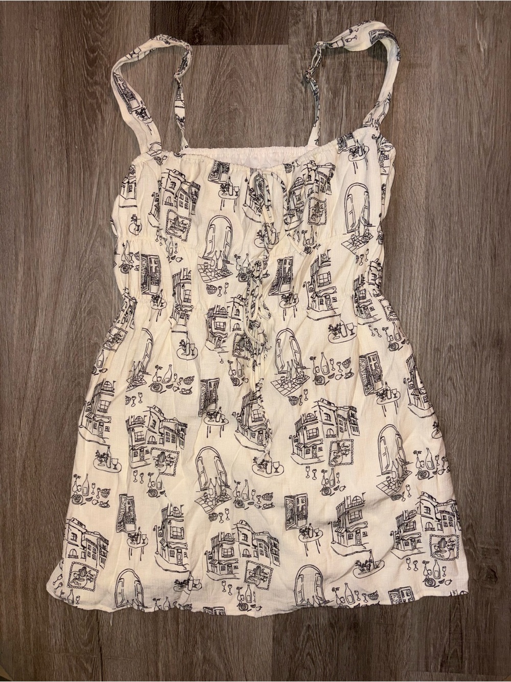 Abercrombie & Fitch White Sundress with Black Sketch Print